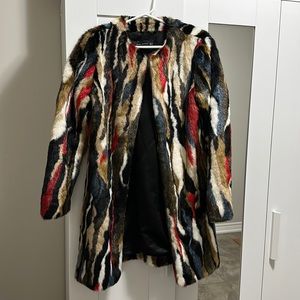 Zara Multicoloured Faux Fur Coat